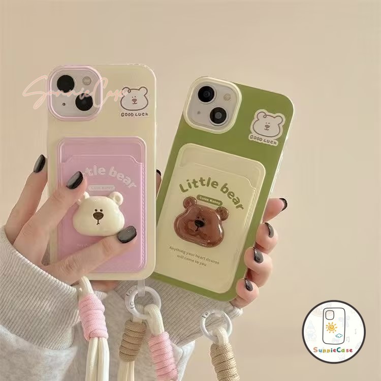 กระเป๋าใส่ของคู่กัน ตุ๊กตาหมี เคสไอโฟน16 สำหรับ IPhone 13 14 12 11 16 15 Pro Max XR X XS 7Plus 8Plus Max 7 8 16 Plus SE