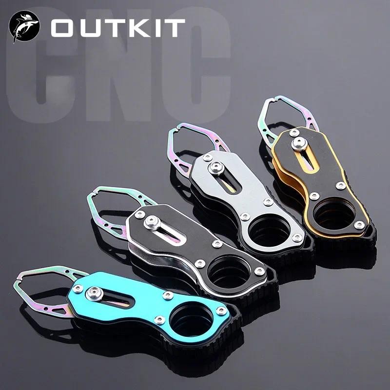 Outkit Fish Lip Grip Gripper Grabber Controller พร้อมเชือกป้องกันการสูญหายแบบพกพาอลูมิเนียมอุปกรณ์ตกปลาน้ําเค็มเครื่องมือรอก