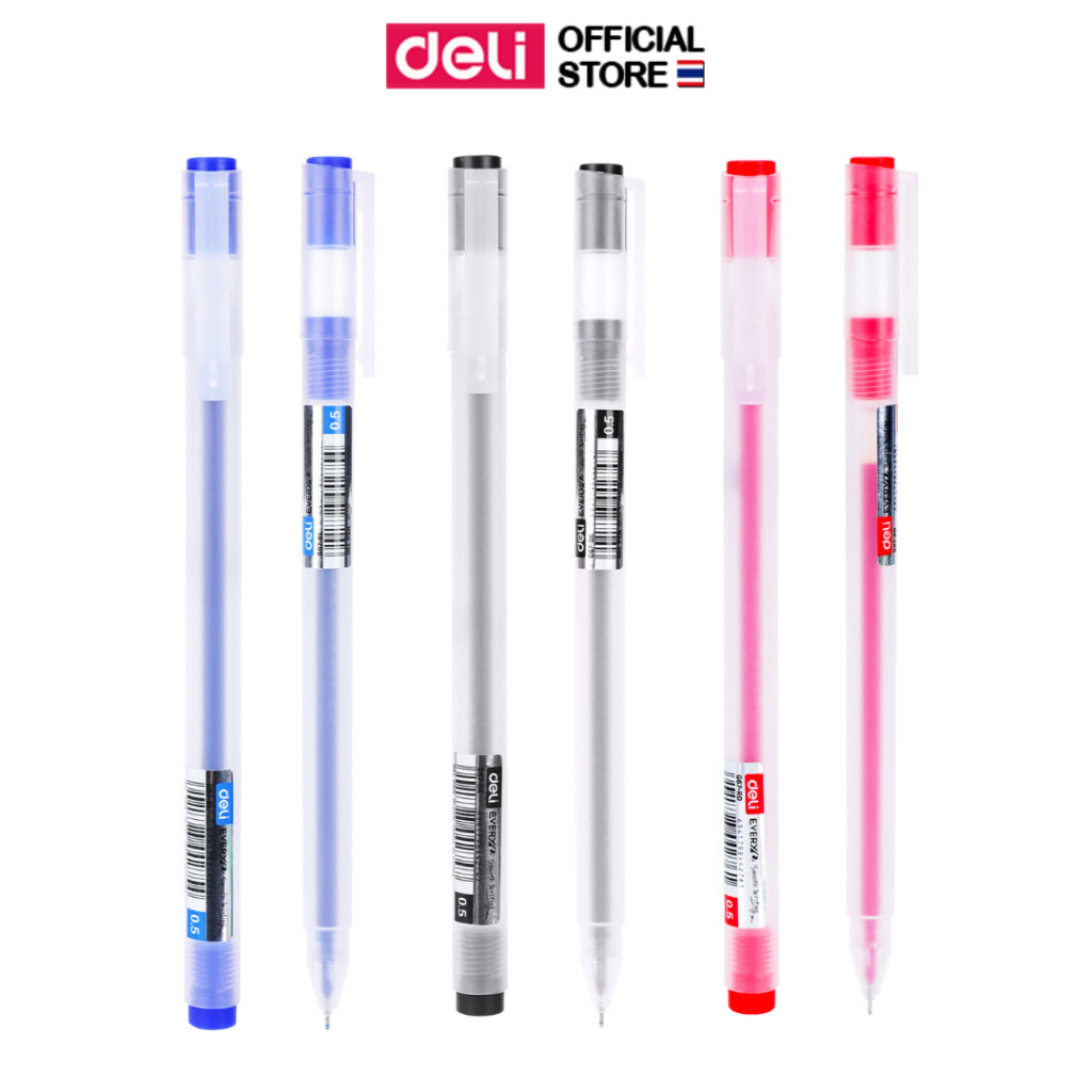 ปากกาเจล Deli รุ่น EG67 ขนาด 0.5mm เขียนลื่น หมึกไหลสม่ำเสมอ (3 สี/จำหน่าย 1 ด้าม)