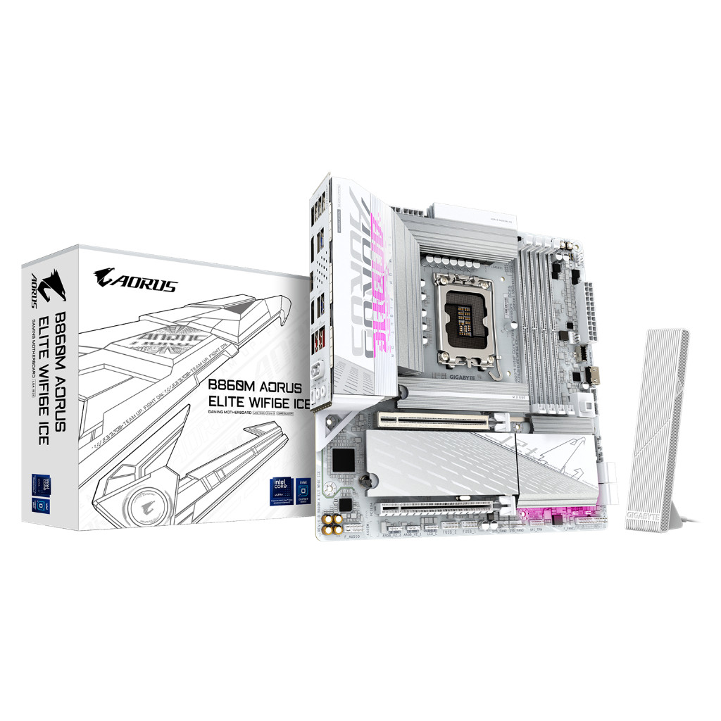 MAINBOARD (เมนบอร์ด) GIGABYTE B860M AORUS ELITE WIFI6E A ELITE ICE 1.0 - สีขาว