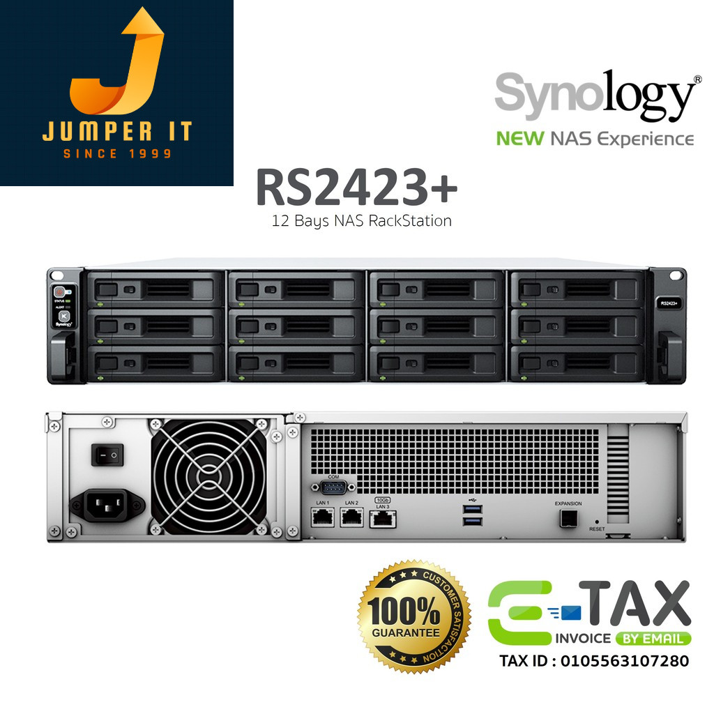 Synology NAS RackStation RS2423+ / RS2423RP+ อุปกรณ์เก็บข้อมูลเครือข่าย (HDD 12 Bays, V1780B, 8GB) ป