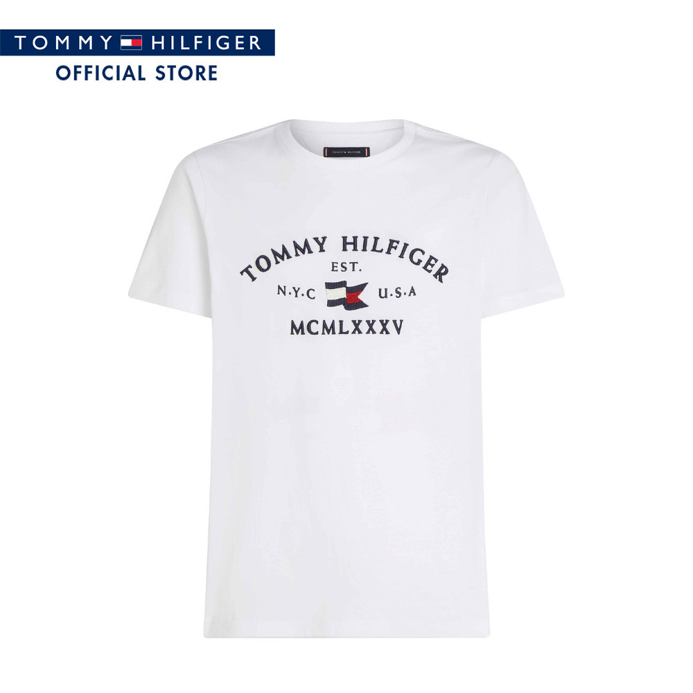 Tommy Hilfiger เสื้อยืด ผู้ชาย รุ่น MW0MW36454 YBR - สีขาว ทรง Regular Fit