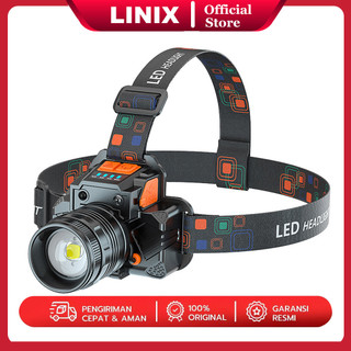 Linix Senter Kepala Led T8 Zoom Super / Lampu Depan Tahan Air Sensor Gerak / LED Senter Super Terang / Terang Anti Air / USB Rechargeable / Dengan Sensor Ori / Senter Kepala Mini