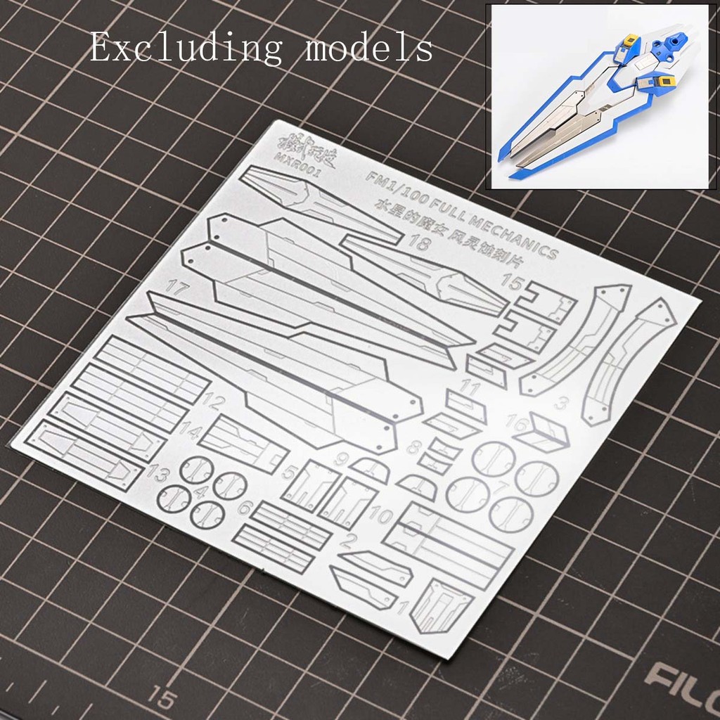 รุ่น MXR001 Etching โลหะดัดแปลงชิ้นส่วนสําหรับ FM 1/100 Gundam Aerial Witch Mercury Gunpla GK DIY อา
