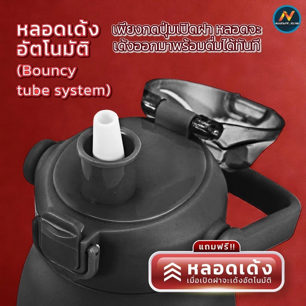 กระบอกน้ำเก็บความเย็น 2000ml. สีทูโทน ขวดน้ำเก็บความเย็น 2ลิตร ขวดสแตนเลส304 เก็บอุณหภูมิได้ยาวนาน กระติกน้ำคุณภาพดี thumbnail 10