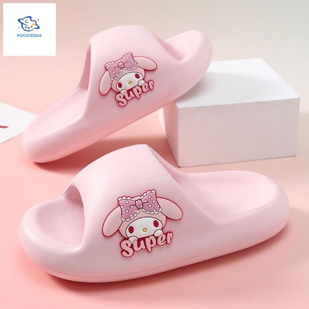 Rookiedd4 การ์ตูน EVA รองเท้าแตะ, Melody น้ําหนักเบารองเท้าแตะหนา, Kawaii Anti Slip Open-toe Beachwear แพลตฟอร์ม Flip Flops ชายหาด