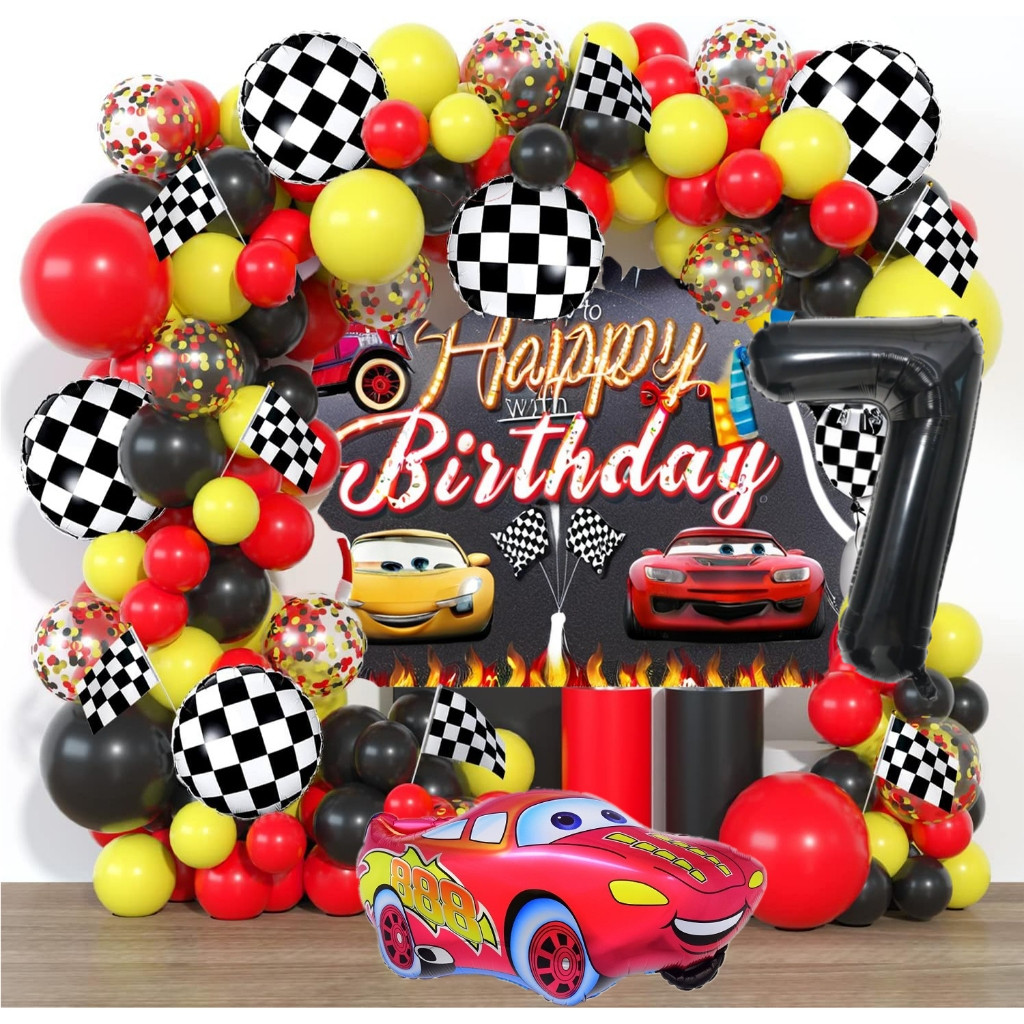 รถแข่ง McQueen วันเกิดบอลลูนชุดบอลลูน 1-9 ปีฟอยล์บอลลูนสําหรับ Boy Birthday Party ต้องการตกแต่ง Baby Shower บอลลูน