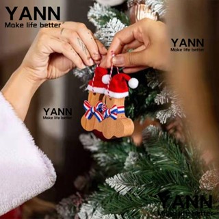 Yann1 จี้ไม้ รูปปั้นต้นคริสต์มาส ตลก หมุนได้ สําหรับตกแต่งบ้าน DIY