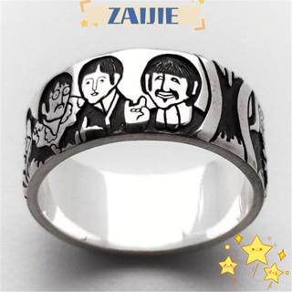 Zaijie24 แหวนร็อค เพ้นท์มือ สไตล์วินเทจ ฮิปฮอป ของขวัญวันเกิด แฟชั่น สําหรับผู้ชาย