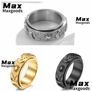 Maxg แหวนเหล็กไทเทเนียม สไตล์โบฮีเมียน คลายเครียด