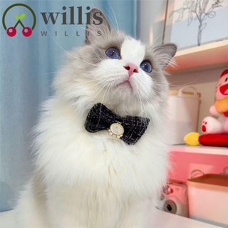 Willis ปลอกคอสุนัข แมว ลายสก๊อต ประดับโบว์ ผ้าฝ้าย ปรับได้ ป้องกันการหายใจไม่ออก อุปกรณ์เสริมสําหรับสัตว์เลี้ยง สุนัข แมว