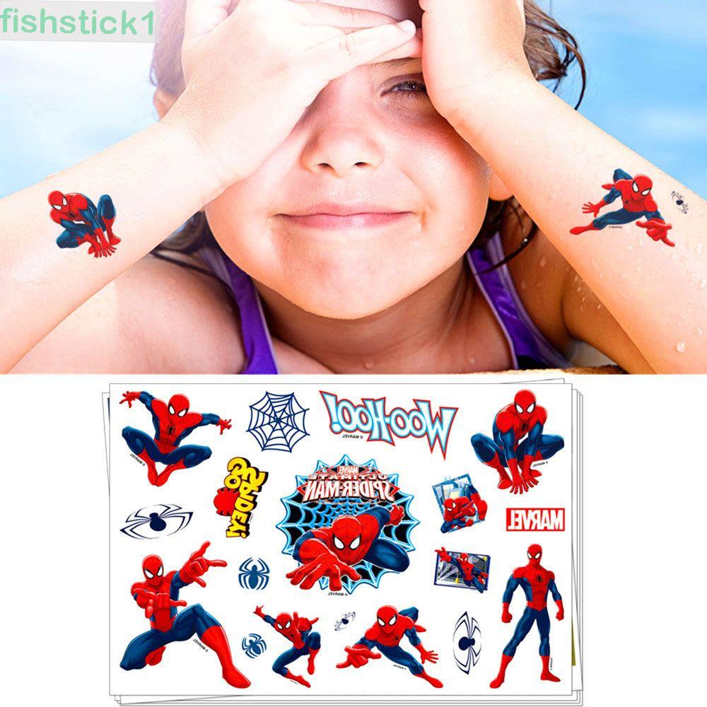 FISHSTICK1 1 Sheet Iron Man Stickers Party Stationery Sticker Spiderman Tattoo Stickers Super Heroes Kids Toy Action Figure Boys Children Cartoon Stickers Marvel