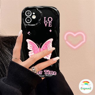 เคสโทรศัพท์มือถือ ซิลิโคนนิ่ม กันกระแทก ลายผีเสื้อ 3D สีชมพู สําหรับ iPhone 15 14 13 12 11 Pro Max X Xr Xs Max 8 7 6 6s Plus SE 2020