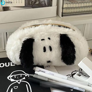 Isita กระเป๋าดินสอ กระเป๋าเครื่องเขียน ลายตุ๊กตาลูกสุนัข Snoopy สไตล์เกาหลี จุของได้เยอะ สีดํา สีขาว