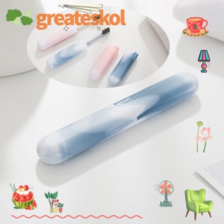 Greateskol แปรงสีฟันพลาสติก แบบพกพา ทําความสะอาดง่าย ระบายอากาศ 6 ชิ้น