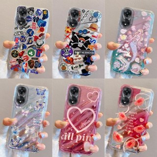 การ์ตูน เคส OPPO Reno 8T 8Z 7Z 5G 8 8Pro 7Pro 6 5 Reno8T Reno8Z Reno7Z Reno8 Pro Reno6 Reno5 ถือลูกปัดเชือก เคสมือถือ 3D Cute Cartoon Case Twill mirror star rose mermaid NBA Wear a support hand rope bead Soft TPU Cover