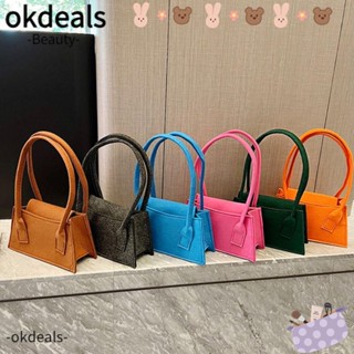 Okdeals กระเป๋าถือ ผ้าสักหลาด ทรงสี่เหลี่ยม สไตล์เรโทร แฟชั่นสําหรับผู้หญิง