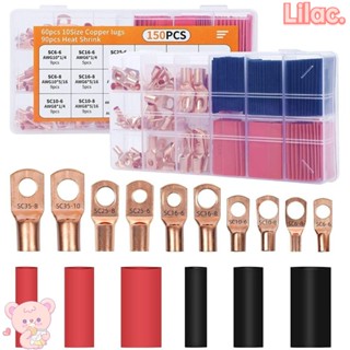 Lilac ชุดขั้วต่อสายไฟ และท่อหดความร้อน SC6-35 10 ขนาด 150 ชิ้น