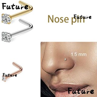 Future ชุดจิวจมูก สเตนเลส รูปตัว L ประดับเพชร