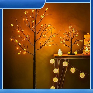 ต้นไม้ฮาโลวีน 1/2/3 พร้อมไฟ LED สีส้ม สําหรับตกแต่งปาร์ตี้ฮาโลวีน