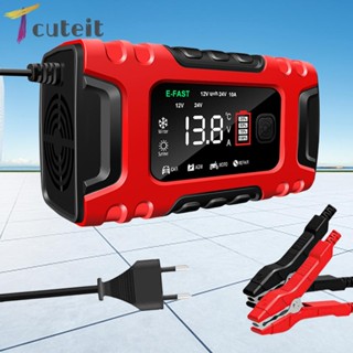 Tcuteit เครื่องชาร์จแบตเตอรี่รถยนต์ 12V 10A หน้าจอ LCD ชาร์จเร็ว เหมาะสําหรับแบตเตอรี่ AGM และแบตเตอรี่ตะกั่วกรด