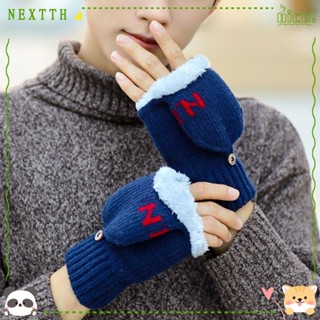 Nextth ถุงมือ แบบครึ่งนิ้ว สัมผัสหน้าจอได้ ให้ความอบอุ่น แฟชั่นสําหรับผู้ชาย