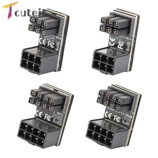 Tcuteit อะแดปเตอร์การ์ดจอ ATX 6 8-Pin ตัวเมีย เป็นตัวผู้ 180 องศา สําหรับการ์ดจอ