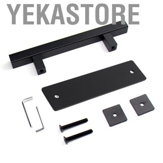 Yekastore Home Sliding Barn Door Handle Flat Back  Rectangular Black Pull