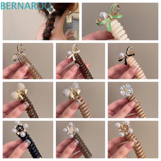 Bernardo ยางรัดผม โบ มุก สายโทรศัพท์ ยางรัดผม Ins Camellia Scrunchies ดอกไม้ ปาร์ตี้