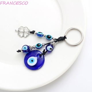 Francesco พวงกุญแจ จี้ลูกปัดตาชั่วร้าย ใบโคลเวอร์สี่แฉก น่ารัก สีฟ้า แฟชั่น สําหรับห้อยกระเป๋า DIY