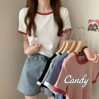 Candy Kids เสื้อครอป เสื้อแฟชั่นผู้หญิง สีพื้น สําหรับผู้หญิง ใส่ไปคลับ ปาร์ตี้ 2023 NEW A29J01A 36Z230905