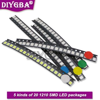 ชุดไดโอด LED SMD 0603 0805 1206 1210 5050 5730 สีเขียว แดง ขาว ฟ้า เหลือง 100 ชิ้น ต่อชุด