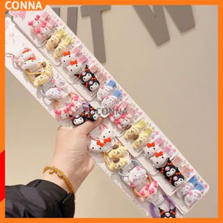 SANRIO กิ๊บติดผม ยางรัดผม ขอบผ้า ลายการ์ตูนเจ้าหญิง Cinnamoroll Kuromi Strawberry Bear สําหรับเด็ก จํานวน 10 คู่