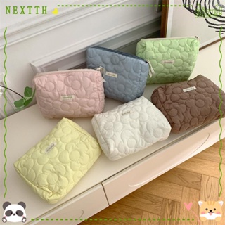 Nextth กระเป๋าเครื่องสําอาง สีพื้น ลายดอกไม้ น้ําหนักเบา จุของได้เยอะ สําหรับผู้หญิง