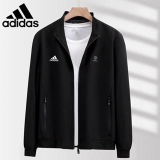 Adidas เสื้อแจ็กเก็ตลําลอง คอปกตั้ง ทรงหลวม แฟชั่นฤดูใบไม้ผลิ และฤดูใบไม้ร่วง สําหรับผู้ชายวัยกลางคน และผู้สูงอายุ 2023