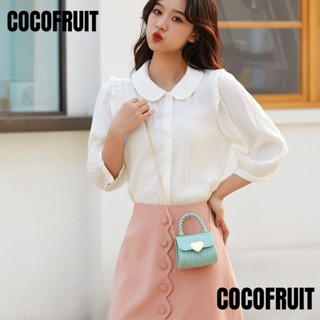 Cocofruit กระเป๋าสะพายไหล่ PVC ทรงโท้ท แต่งสายโซ่คล้อง สีพื้น สไตล์มินิมอล สําหรับผู้หญิง