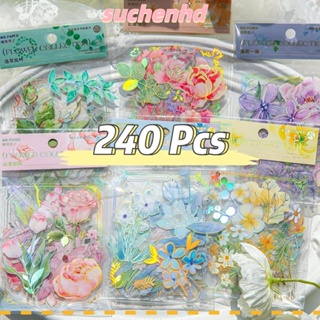 Suchenhd สติกเกอร์ PVC ลายดอกไม้ โฮโลแกรม หลากสี สําหรับตกแต่ง DIY