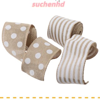 Suchenhd ริบบิ้นผ้ากระสอบ 20 หลา 2.5 นิ้ว DIY สําหรับห่อของขวัญวันเกิด ฟาร์มเฮาส์ 4 ม้วน