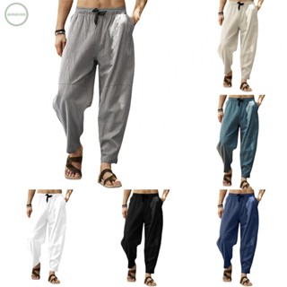 GORGEOUS~Men Pants Comfort Cotton Linen Elastic Waist Harem Trousers M-XXXL Mens