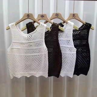 เสื้อกั๊ก คอกลม ขอบหยัก เข้ารูป ลดอายุ สีหวาน