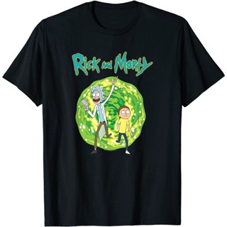 เสื้อยืดคอกลม แขนสั้น ผ้าฝ้าย 100% พิมพ์ลายอนิเมะ Rick and Morty Rick and Morty พลัสไซซ์ สําหรับผู้ชาย