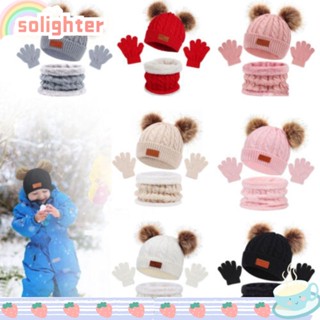 SOLIGHTER Baby Pompom Beanie Cap Knitting Winter Warm Girls Boys Ski Hats