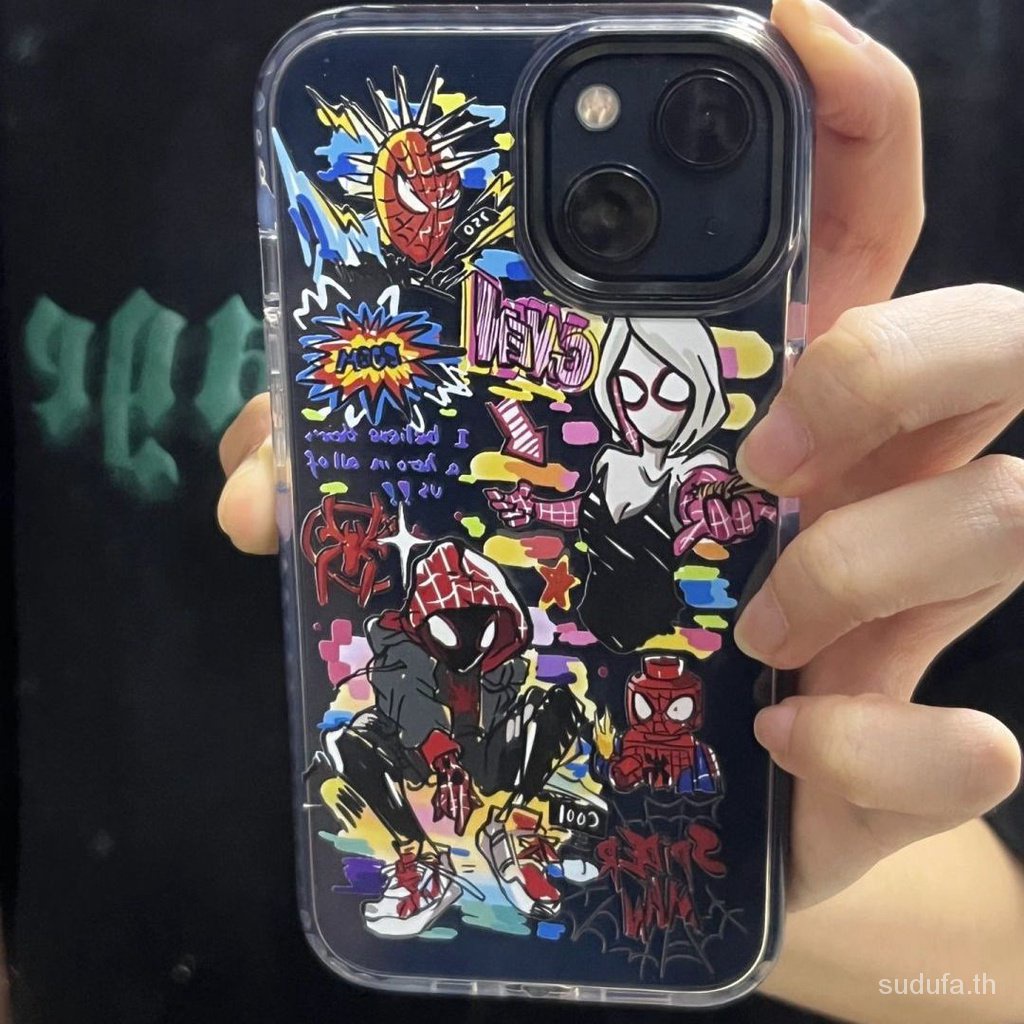 เคสโทรศัพท์มือถือแบบใส ลายการ์ตูนสไปเดอร์แมน อเมริกัน สําหรับ iPhone 11 12 13 14 15 pro max 11promax 14plus 14promax 13promax xr xsmax 7 8 plus