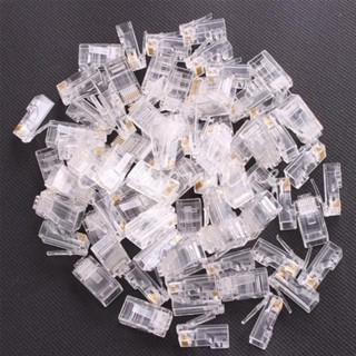 100pcs Clear Accessories Head Office Plug Ethernet Modular Gold Shielded Network Connector