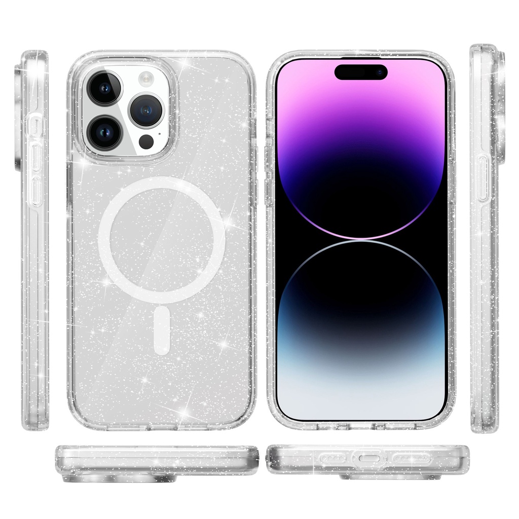 เคสโทรศัพท์มือถือแบบใส หนา กันกระแทก พร้อมที่ดูดแม่เหล็ก สําหรับ IPHONE 15 Pro Max Ultra Plus