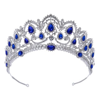 Spot# European and American colored diamond crown bridal wedding big Crown Korean popular Crystal bridal headdress cross-border headdress wholesale 8jj