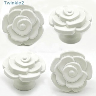 Twinkle ลูกบิดลิ้นชัก โลหะผสมสังกะสี พร้อมสกรู สีขาว สําหรับตู้เสื้อผ้า โต๊ะเครื่องแป้ง 4 ชิ้น