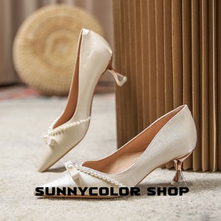 SUNNYCOLOR รองเท้าส้นสูง รองเท้าแตะ รองเท้าส้นสูงผู้หญิง 2023 ใหม่ B25G01S 36Z230909