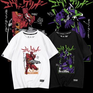 ใหม่ Century เสื้อยืดลําลอง สําหรับสตรี ผ้าฝ้าย แขนสั้น EVA ทรงหลวม พิมพ์ลาย Evangelion