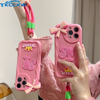 เคสโทรศัพท์มือถือ Tpu นิ่ม ขอบหยัก ลายการ์ตูนเจ้าหญิงบาร์บี้ ดอกกุหลาบ สีแดง พร้อมสายคล้อง สําหรับ Vivo Y36 Y27 V27 Pro V27e